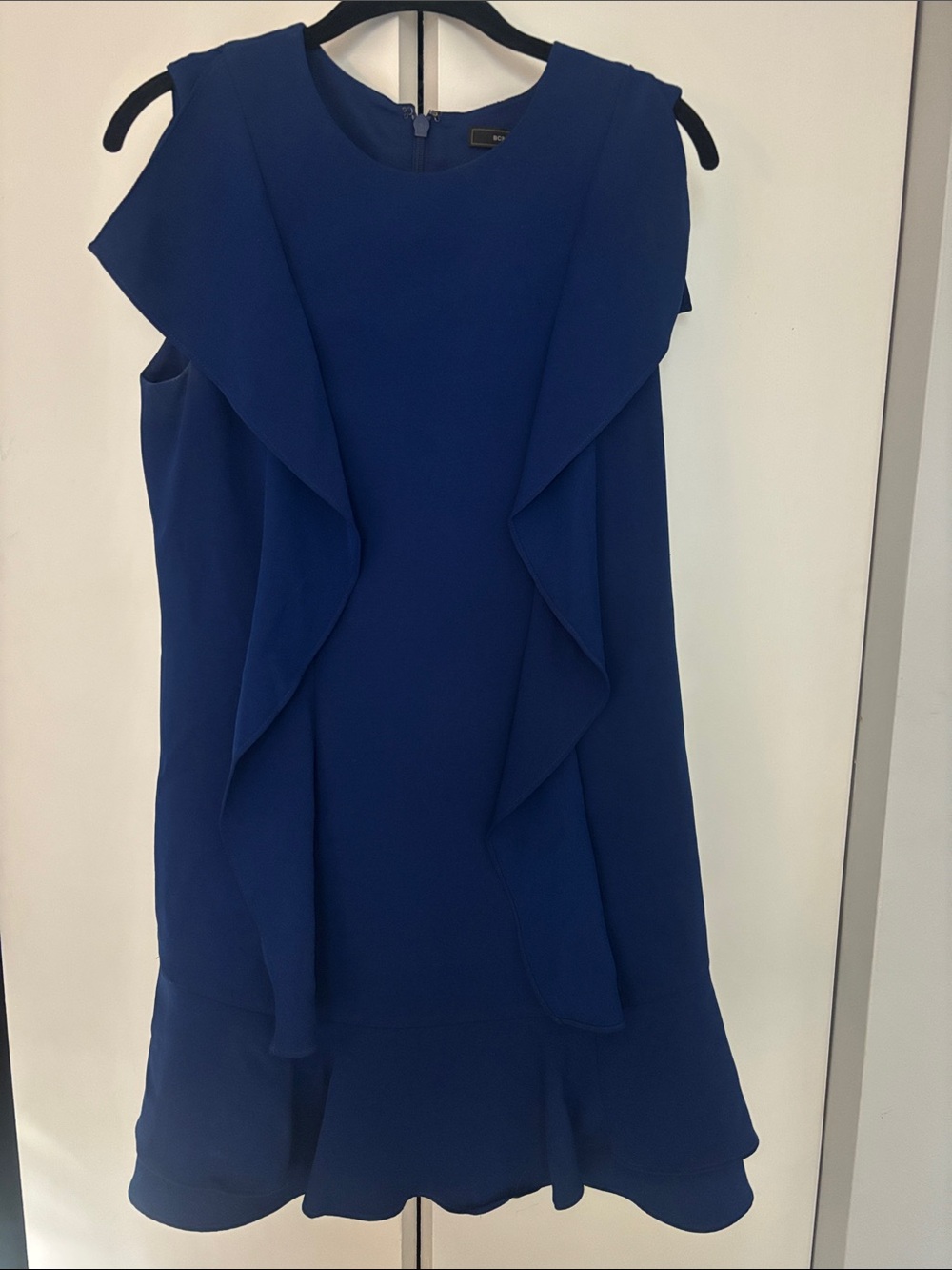 BCBGMaxAzria Royal Blue Sleeveless Ruffle-Front Dress